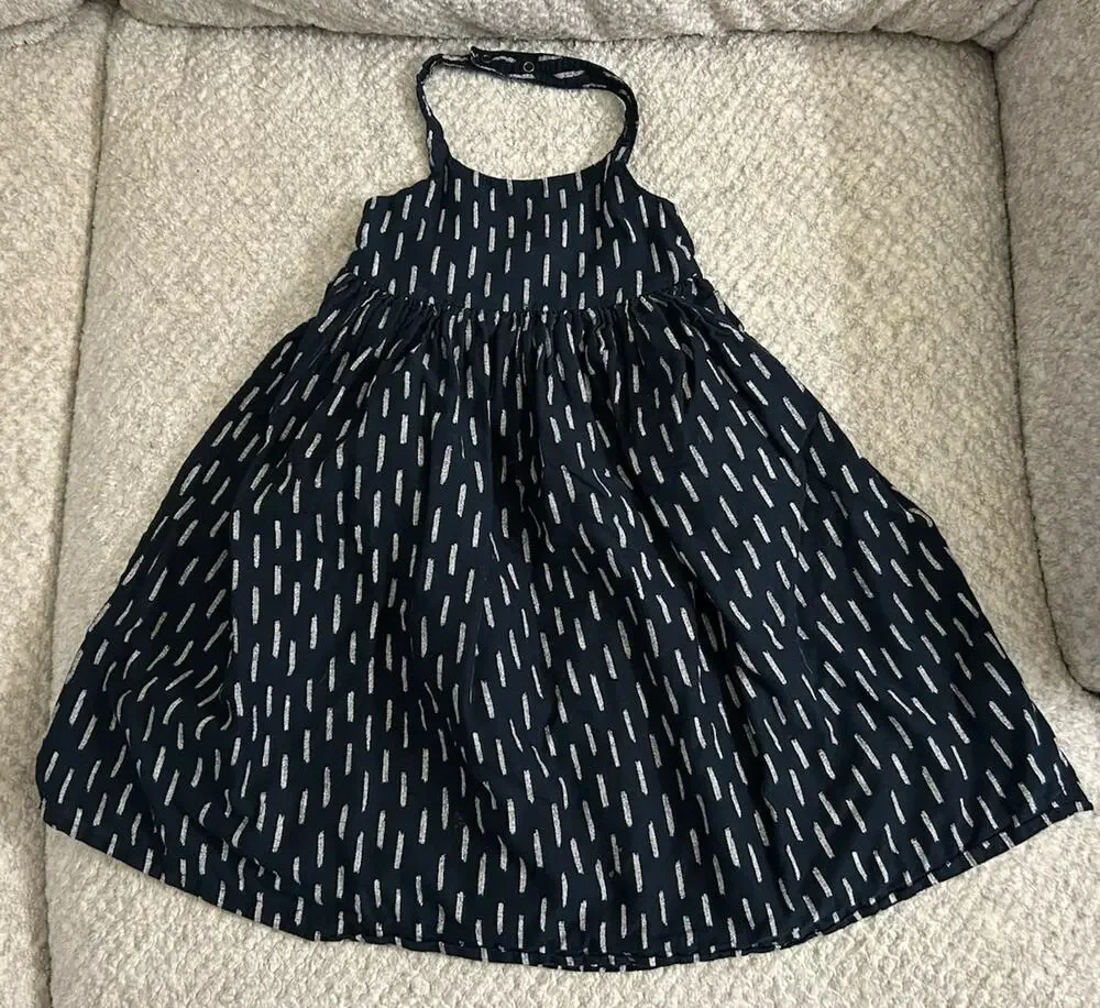 Old Navy Girls Navy Blue Geometric Halter Sundress Dress 3T Summer